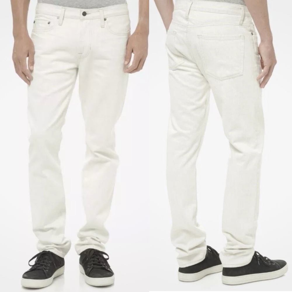 VINCE Men's Natural White Vm 212 Slim Fit Mid-Rise Denim pants‎ Jeans 36